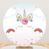 Lofaris Clouds And Rainbows Unicorn Themed Circle Backdrop